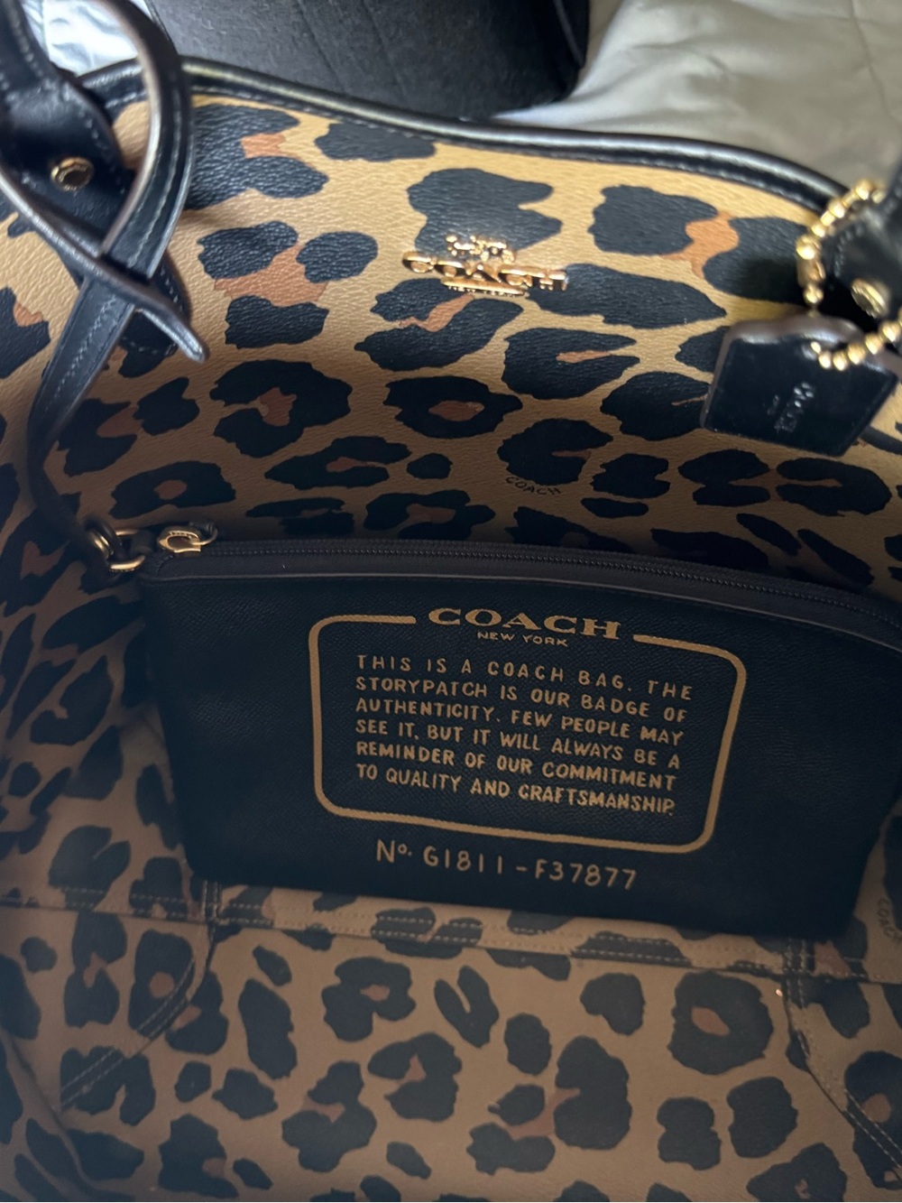 Coach Black Leather Tote with Gold Logo and Hardware - Picture 4 of 7